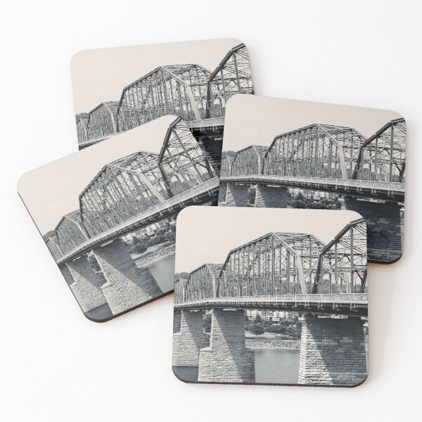Item preview, Black and White Walnut Street Bridge Art Print - Chattanooga, TN Landmark designed and sold by FraireDesign.