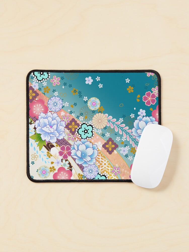 Aperçu 1 sur 5. Tapis de souris avec l'œuvre Harmonie Florale Japonaise créée et vendue par Sanagiatelier.