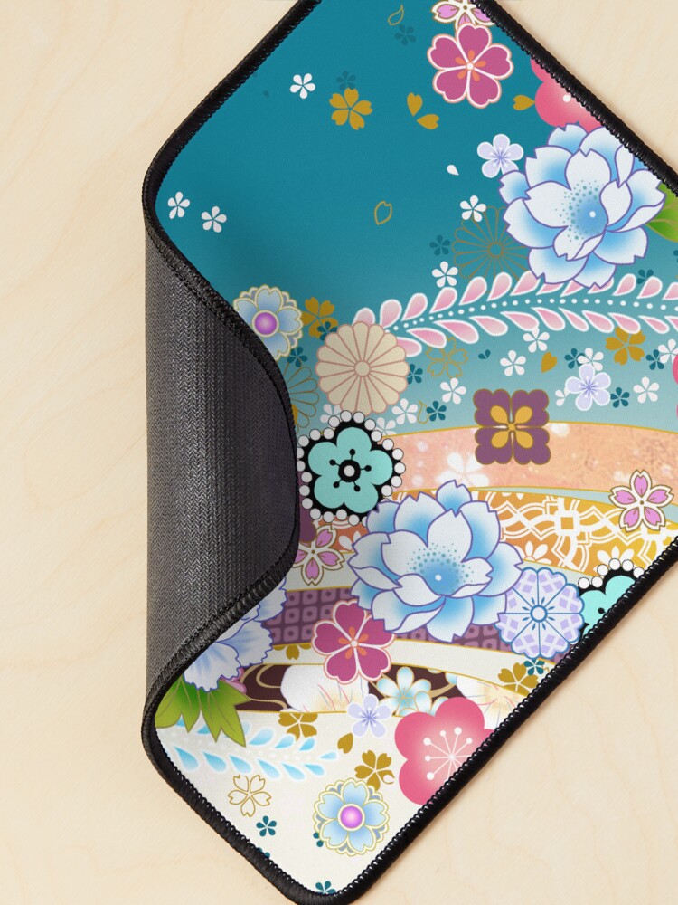 Aperçu 2 sur 5. Tapis de souris avec l'œuvre Harmonie Florale Japonaise créée et vendue par Sanagiatelier.