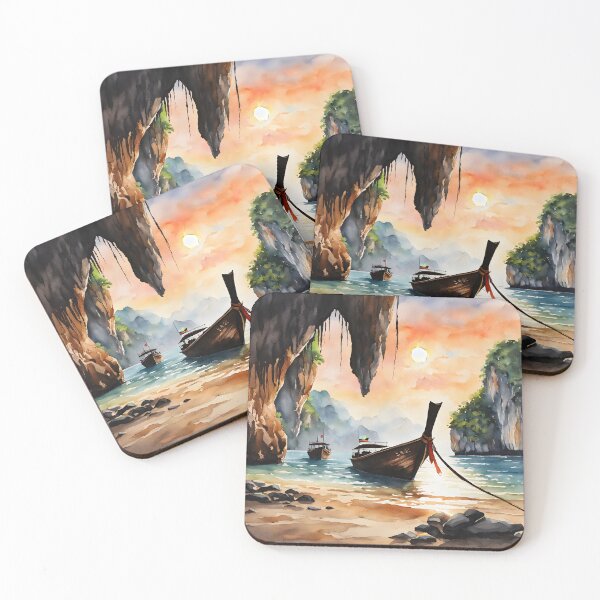 Item preview, Phra Nang Cave Beach: Watercolor Sunset Beauty designed and sold by LSVart.