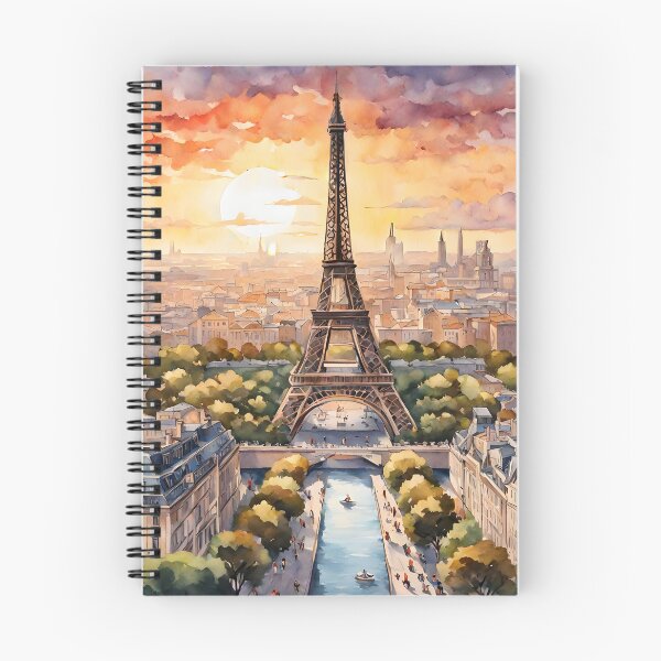 Item preview, Eiffel Tower's Sunset Splendor in Watercolor Portrait designed and sold by LSVart.