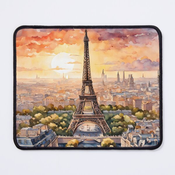 Item preview, Eiffel Tower's Sunset Splendor in Watercolor Portrait designed and sold by LSVart.