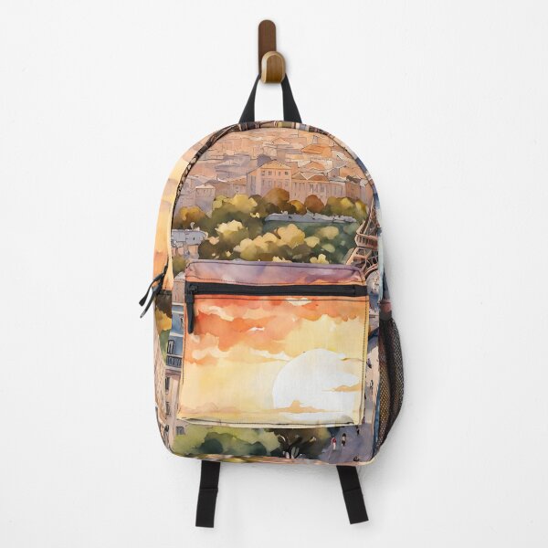 Item preview, Eiffel Tower's Sunset Splendor in Watercolor Portrait designed and sold by LSVart.