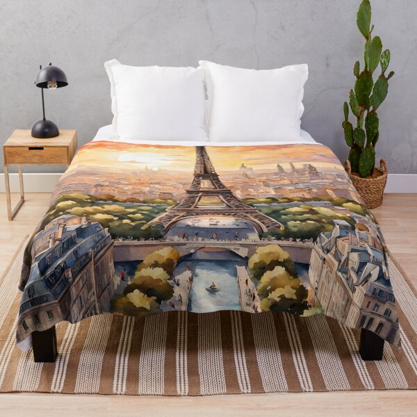 Item preview, Eiffel Tower's Sunset Splendor in Watercolor Portrait designed and sold by LSVart.