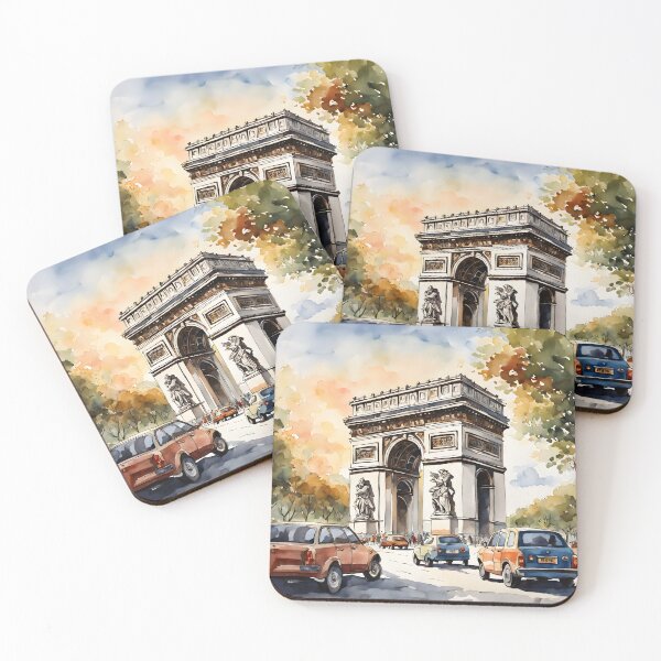 Item preview, Arc de Triomphe: Watercolor Sunset in Paris designed and sold by LSVart.