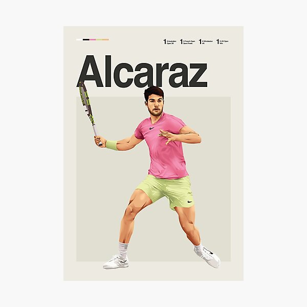 Item preview, Carlos Alcaraz Print – Minimalist Tennis Wall Art designed and sold by pixlbee.