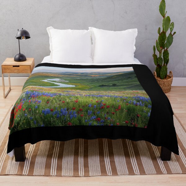 Item preview, Vibrant Wildflower Meadow with River - Nature Photography designed and sold by regnumsaturni.
