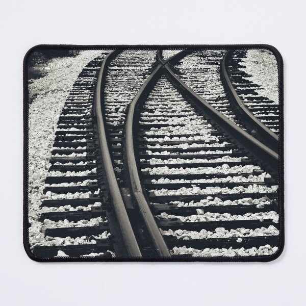 Item preview, Impresión artística industrial en blanco y negro de horquilla de ferrocarril - Decisiones designed and sold by FraireDesign.