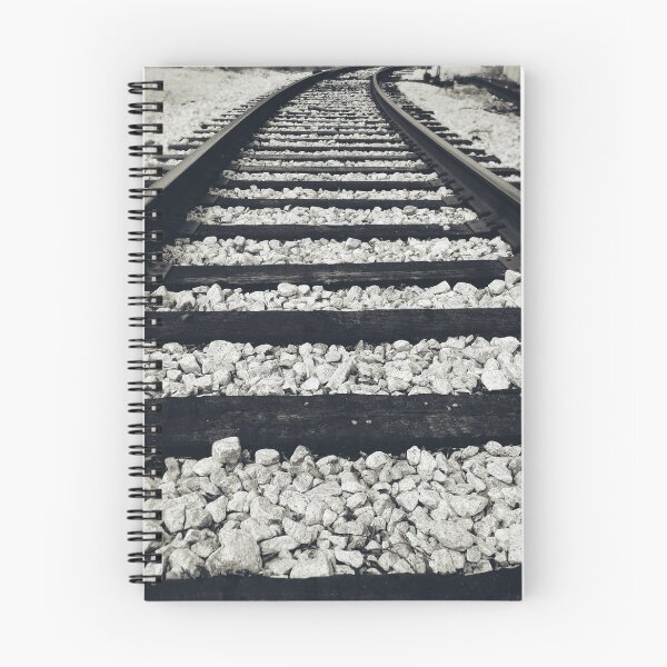 Item preview, Black and White Railroad Tracks - Mystery Ahead Industrial Art Print designed and sold by FraireDesign.