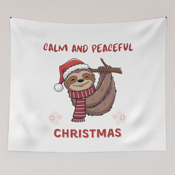 Item preview, Calm and peaceful Christmas,   Lazy Christmas Sloth , Santa's little helper, Be happy, calm and peaceful designed and sold by KolorellaS.