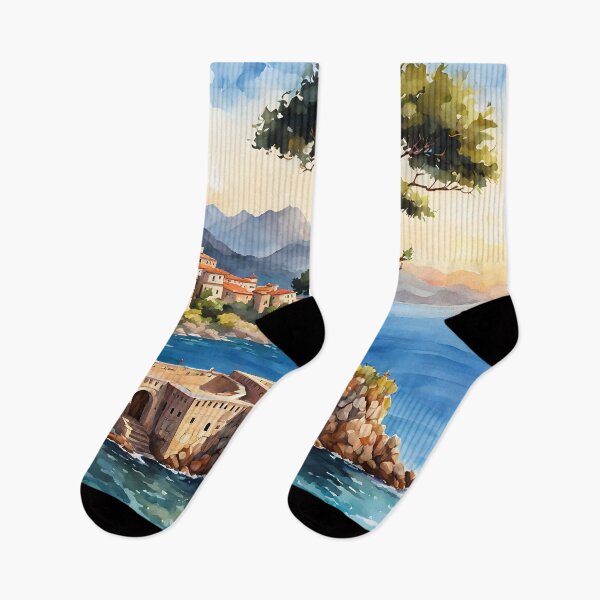 Item preview, Sveti Stefan: Charming Village Sunset in Montenegro designed and sold by LSVart.