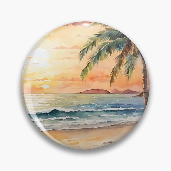 Item preview, Mustique Beach: Watercolor Sunset, Caribbean Paradise Shines designed and sold by LSVart.