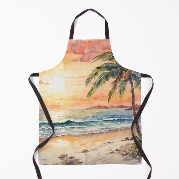 Item preview, Mustique Beach: Watercolor Sunset, Caribbean Paradise Shines designed and sold by LSVart.
