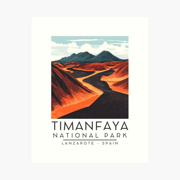 Item preview, A Vintage Illustration of Timanfaya National Park - Lanzarote - Spain  designed and sold by GoodOldVintage.