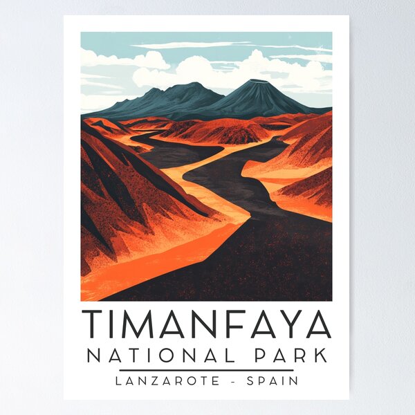 Item preview, A Vintage Illustration of Timanfaya National Park - Lanzarote - Spain  designed and sold by GoodOldVintage.