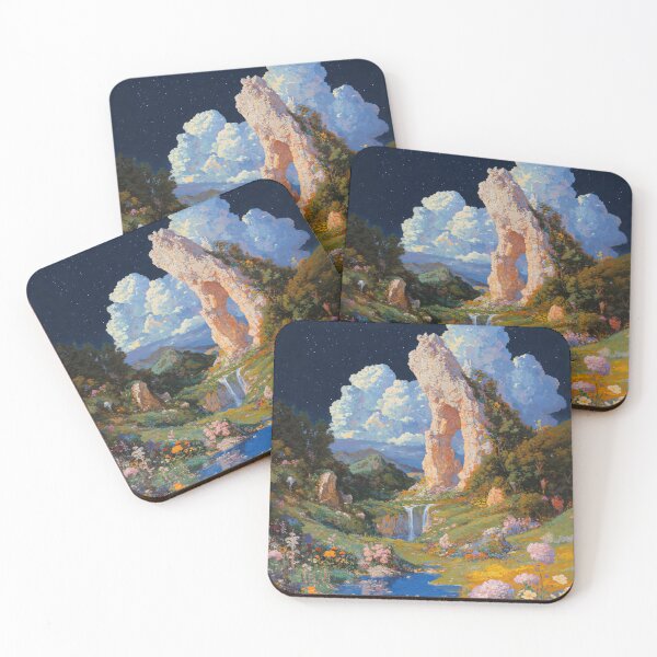 Item preview, Moonlit Landscape with Vibrant Blooms and Serene Stream designed and sold by regnumsaturni.