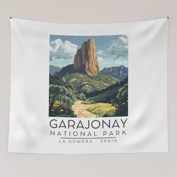 Item preview, A Vintage Illustration of Garajonay National Park - La Gomera- Spain  designed and sold by GoodOldVintage.