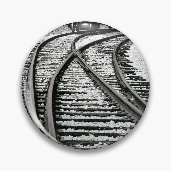 Item preview, Impresión artística de locomotora industrial antigua: tren en blanco y negro sobre vías designed and sold by FraireDesign.
