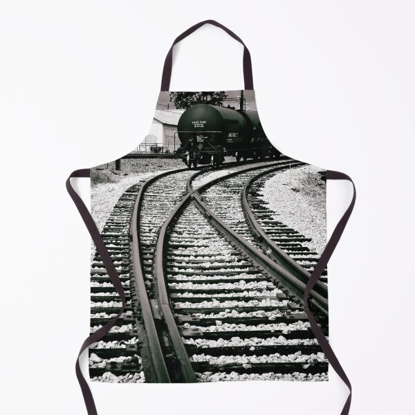 Item preview, Impresión artística de locomotora industrial antigua: tren en blanco y negro sobre vías designed and sold by FraireDesign.