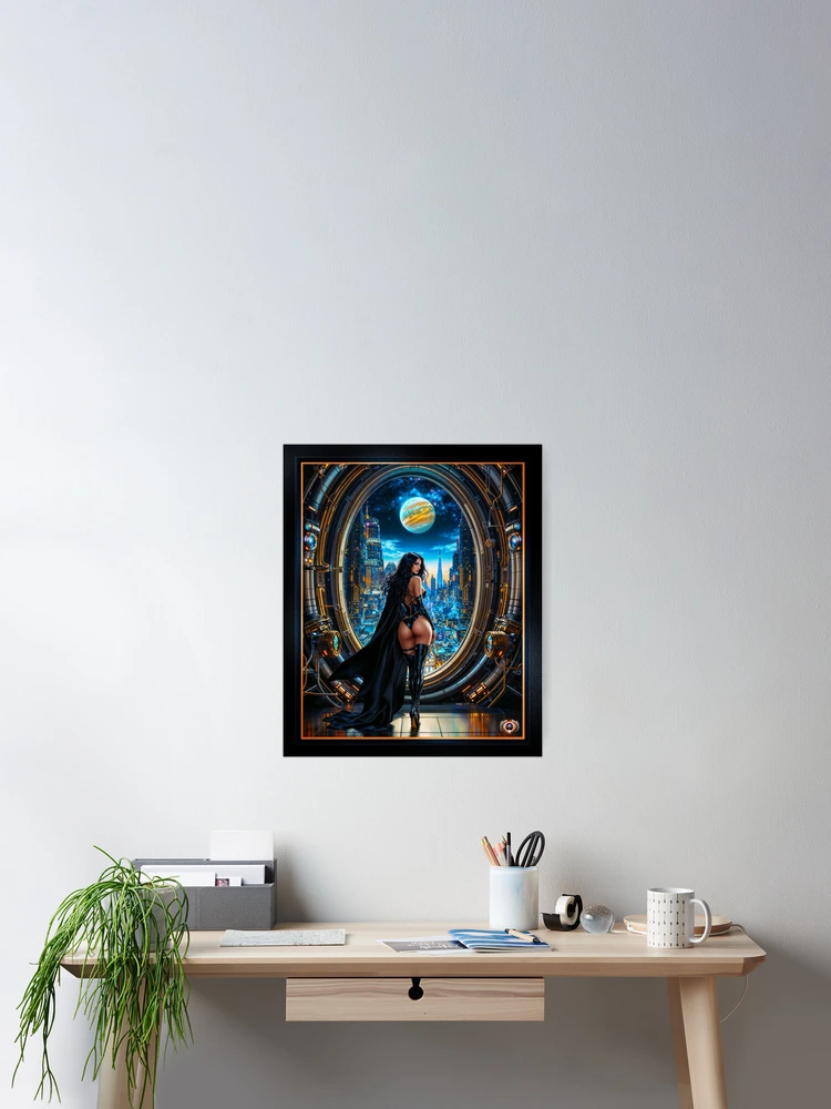 A Woman In Black Overlooking A Metropolis Invites You Into Her Domain AI Concept Art by Xzendor7 | Her Dark Beauty Captivating 2 A Woman In Black Overlooking A Metropolis Invites You Into Her Domain Gorgeous AI Concept Art by Xzendor7 Wall Decor Poster Art Print