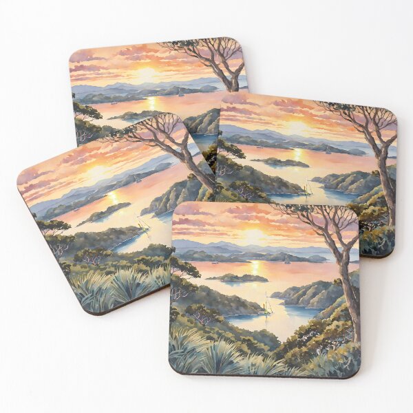 Item preview, Bay of Islands: Watercolor Sunset in New Zealand designed and sold by LSVart.