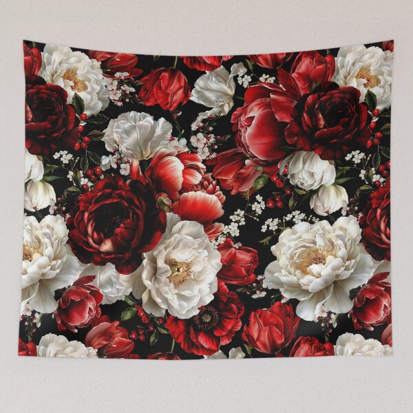 Item preview, Dark Vintage Red Floral Baroque Elegance Nightgarden designed and sold by UtArt.