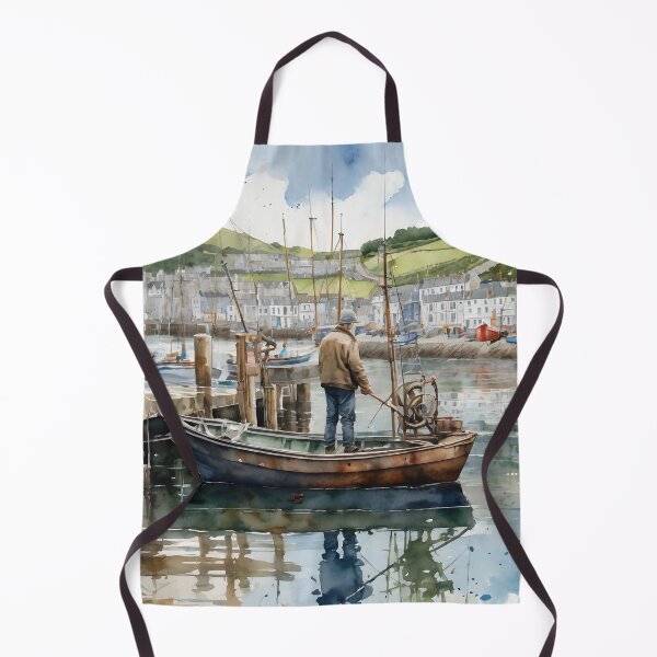 Item preview, Looe Harbor: Watercolor Fishing, Canvas of Tranquility designed and sold by LSVart.