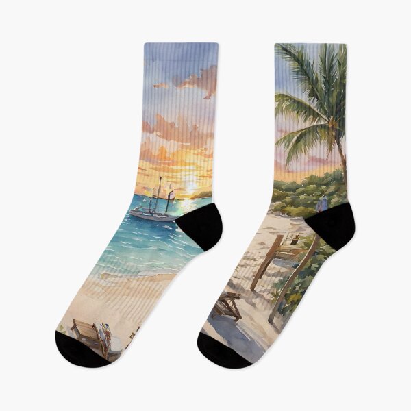 Item preview, Shoal Bay: Watercolor Sunset in Anguilla's Beauty designed and sold by LSVart.