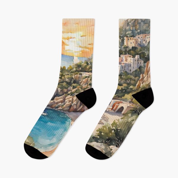 Item preview, Cala Luna: Watercolor Sunset, Sardinia's Coastal Splendor designed and sold by LSVart.