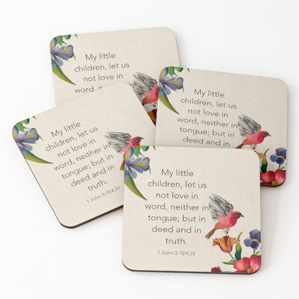 Item preview, 1 John 3:18 KJV Christian Bible Verse on Nature Background designed and sold by Our Bible Journey.