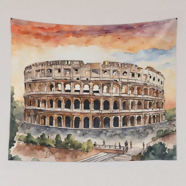 Item preview, Colosseum at Sunset: Watercolor Beauty in Rome designed and sold by LSVart.