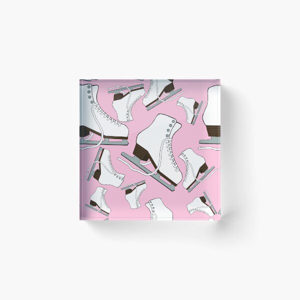 Item preview, White Figure Skates on Pastel Pink Background designed and sold by Purposely Designed.