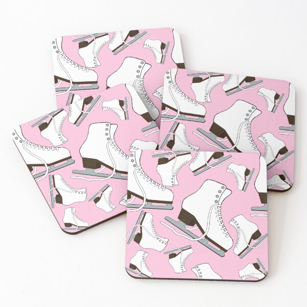 Item preview, White Figure Skates on Pastel Pink Background designed and sold by Purposely Designed.