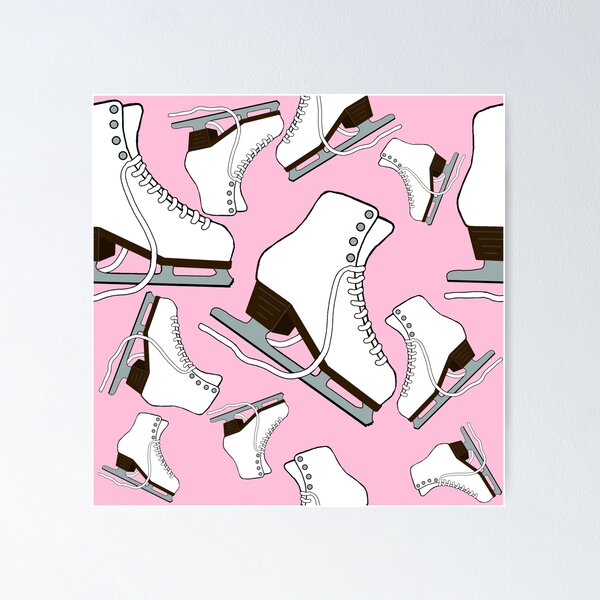 Item preview, White Figure Skates on Pastel Pink Background designed and sold by PD-Skating.