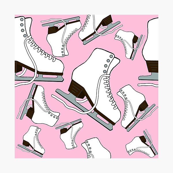 Item preview, White Figure Skates on Pastel Pink Background designed and sold by PD-Skating.