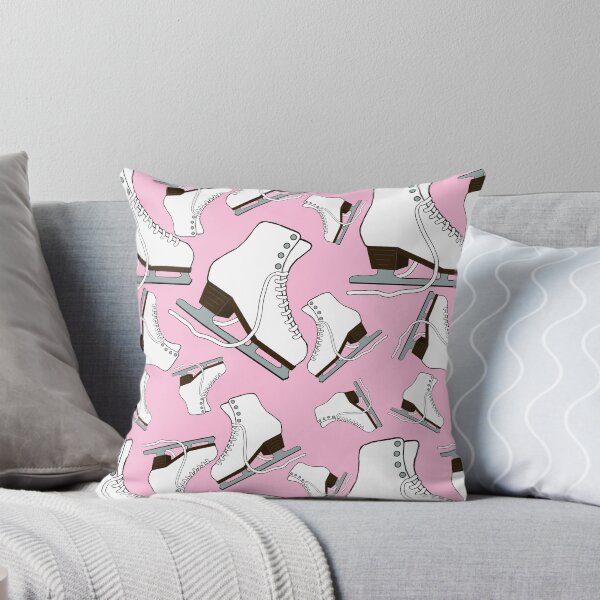 Item preview, White Figure Skates on Pastel Pink Background designed and sold by Purposely Designed.