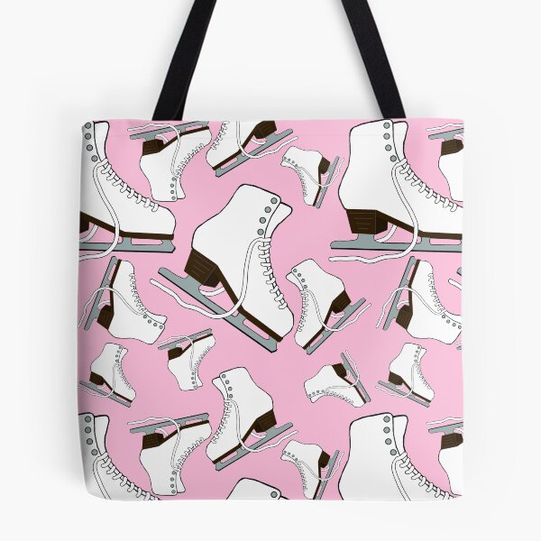 Item preview, White Figure Skates on Pastel Pink Background designed and sold by Purposely Designed.