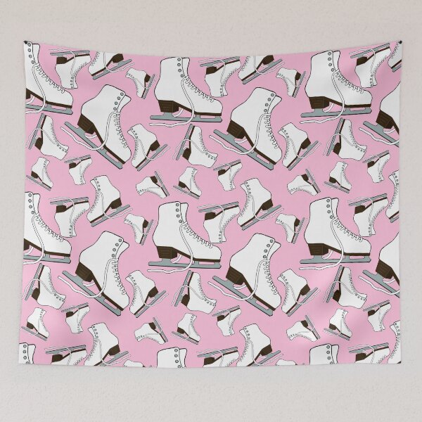 Item preview, White Figure Skates on Pastel Pink Background designed and sold by Purposely Designed.