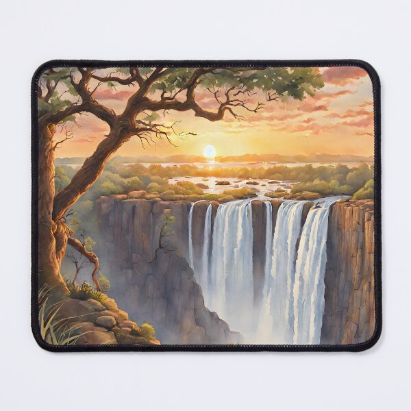 Item preview, Victoria Falls: Watercolor Sunset in Zambia-Zimbabwe designed and sold by LSVart.