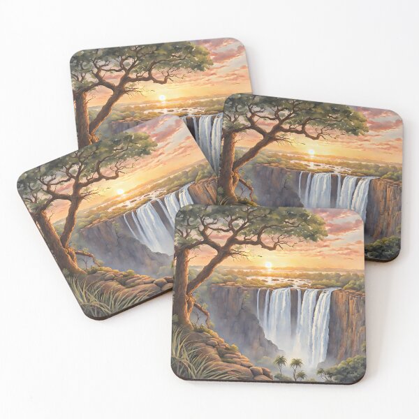 Item preview, Victoria Falls: Watercolor Sunset in Zambia-Zimbabwe designed and sold by LSVart.