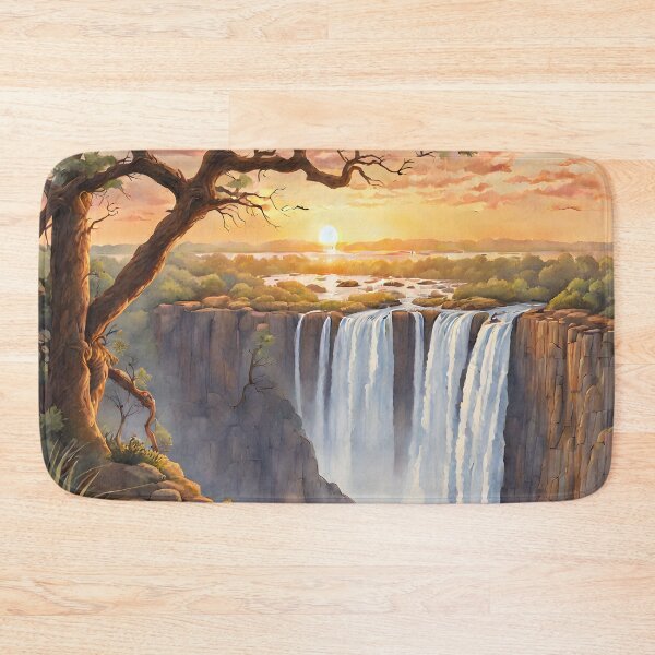 Item preview, Victoria Falls: Watercolor Sunset in Zambia-Zimbabwe designed and sold by LSVart.