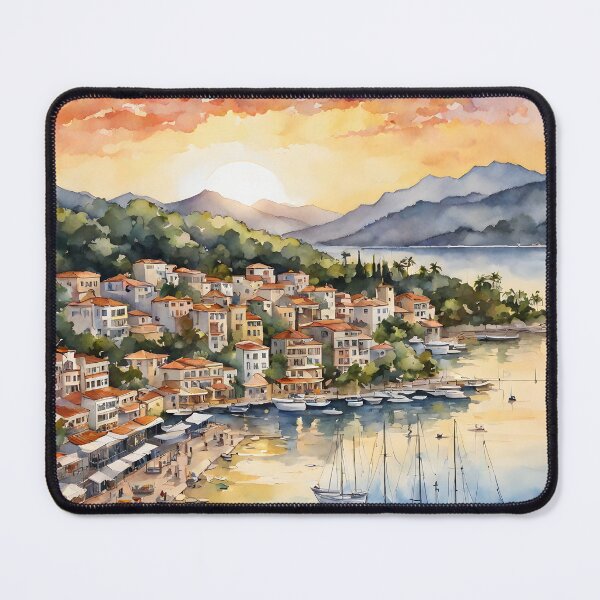 Item preview, Marmaris Magic: Watercolor Beachfront Sunset designed and sold by LSVart.
