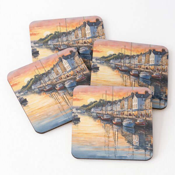 Item preview, Padstow: Watercolor Sunset Beauty in Cornwall's Charm designed and sold by LSVart.