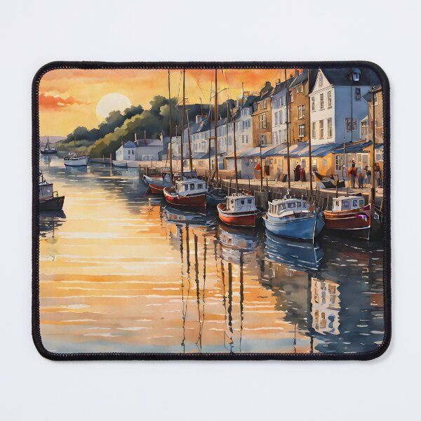 Item preview, Padstow: Watercolor Sunset Beauty in Cornwall's Charm designed and sold by LSVart.