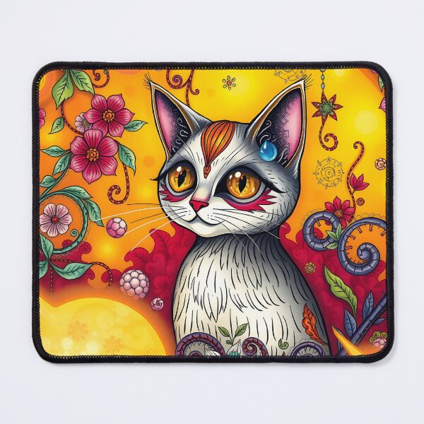 Item preview, Retro Zentangle Festive Atmosphere Cat Flower designed and sold by KirstenStar.