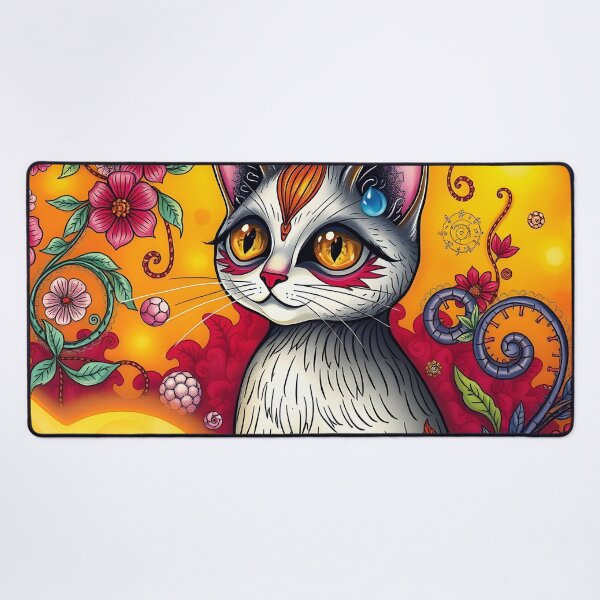 Item preview, Retro Zentangle Festive Atmosphere Cat Flower designed and sold by KirstenStar.
