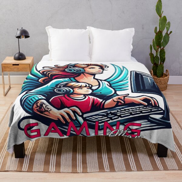 Item preview, Gamer Mum with her child at the computer with lettering designed and sold by Salimgor Hangaround Music.