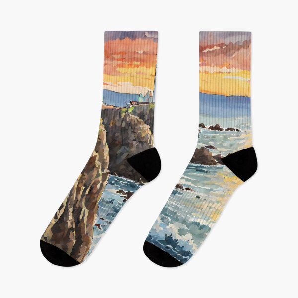 Item preview, Lands End: Watercolor Sunset, UK's Coastal Beauty designed and sold by LSVart.