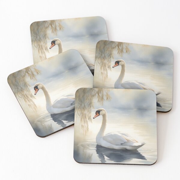 Item preview, 003 Beautiful Swans in a Misty Lake Design designed and sold by Alexis Art Collection.