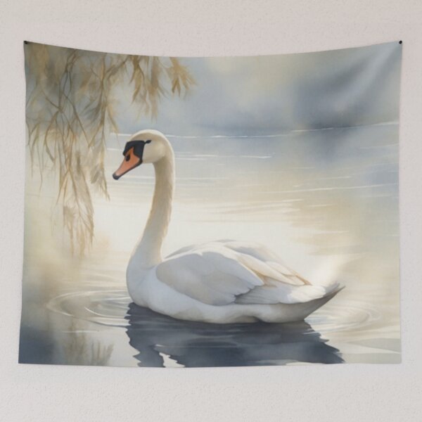 Item preview, 003 Beautiful Swans in a Misty Lake Design designed and sold by Alexis Art Collection.